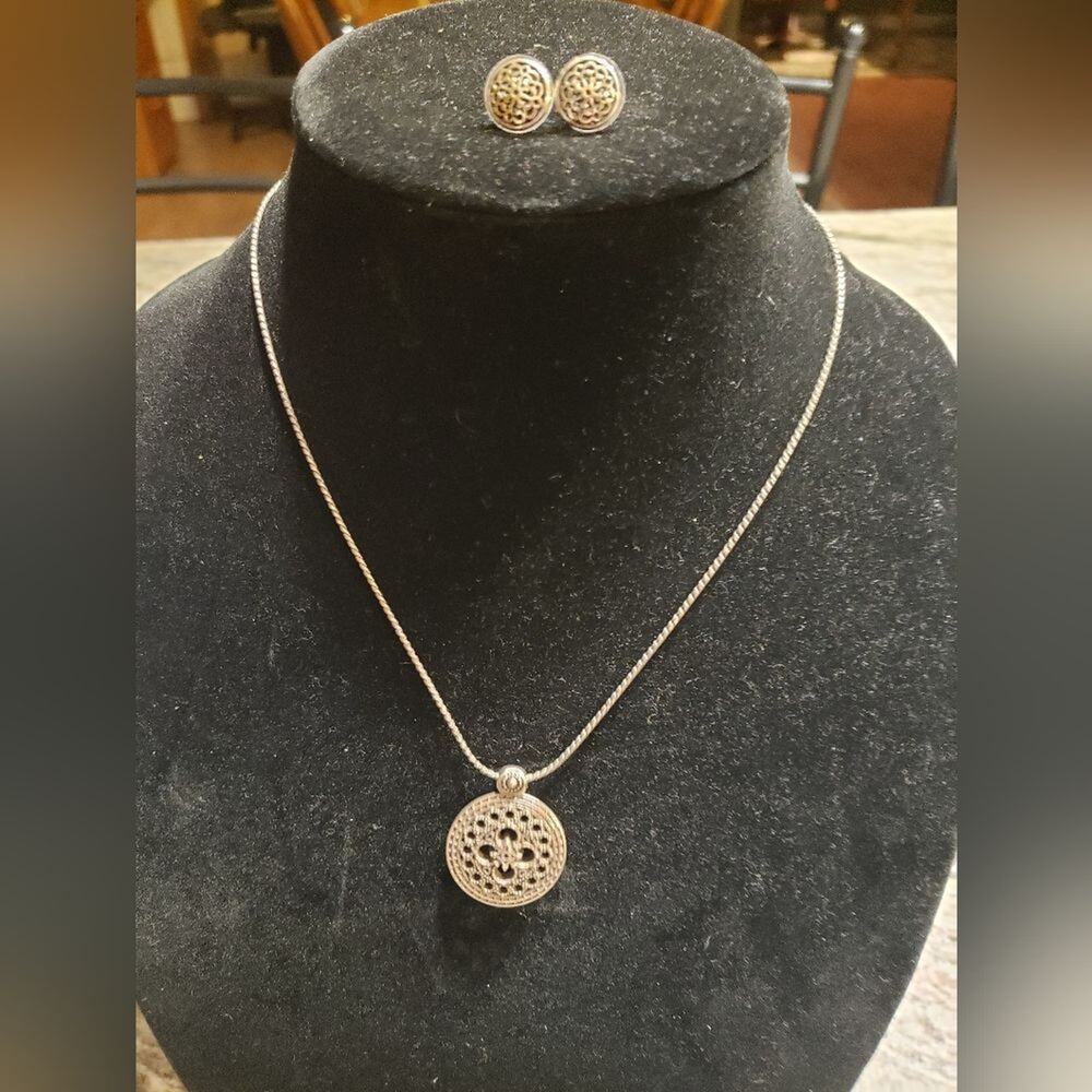 BRIGHTON BASILICA medallion reversible disk necklace and‎ earrings